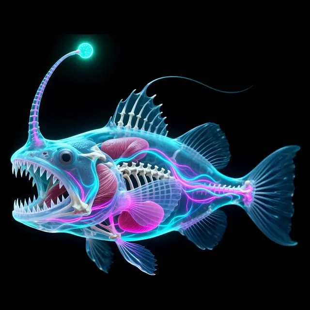 Humpback Anglerfish, a plate from Glowing Oceans