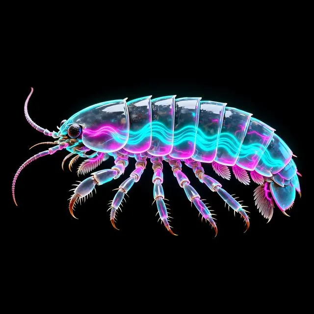 Giant isopod, a plate from Glowing Oceans by Firoiu Dan Nicolae