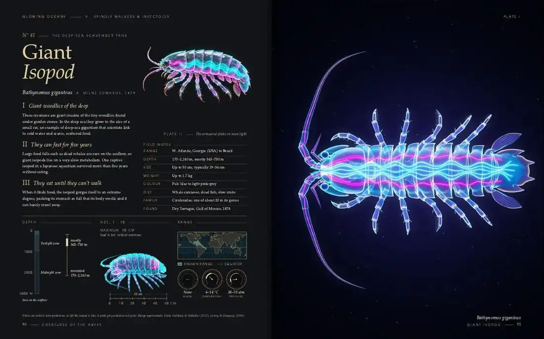 Giant Isopod: two pages of Glowing Oceans