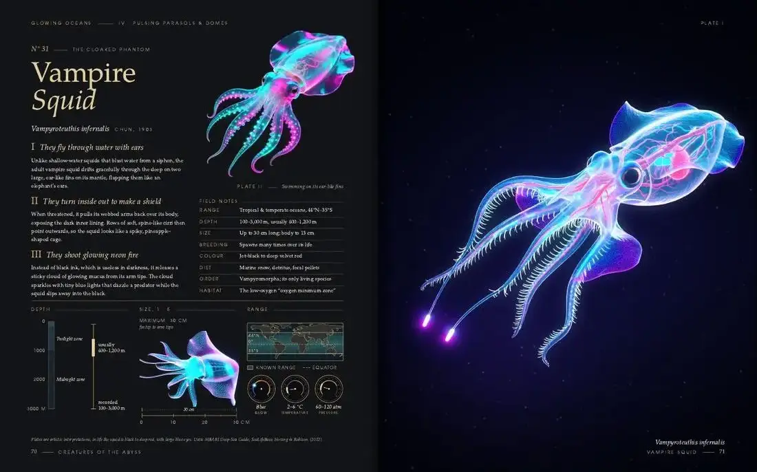 Vampire Squid: two pages of Glowing Oceans