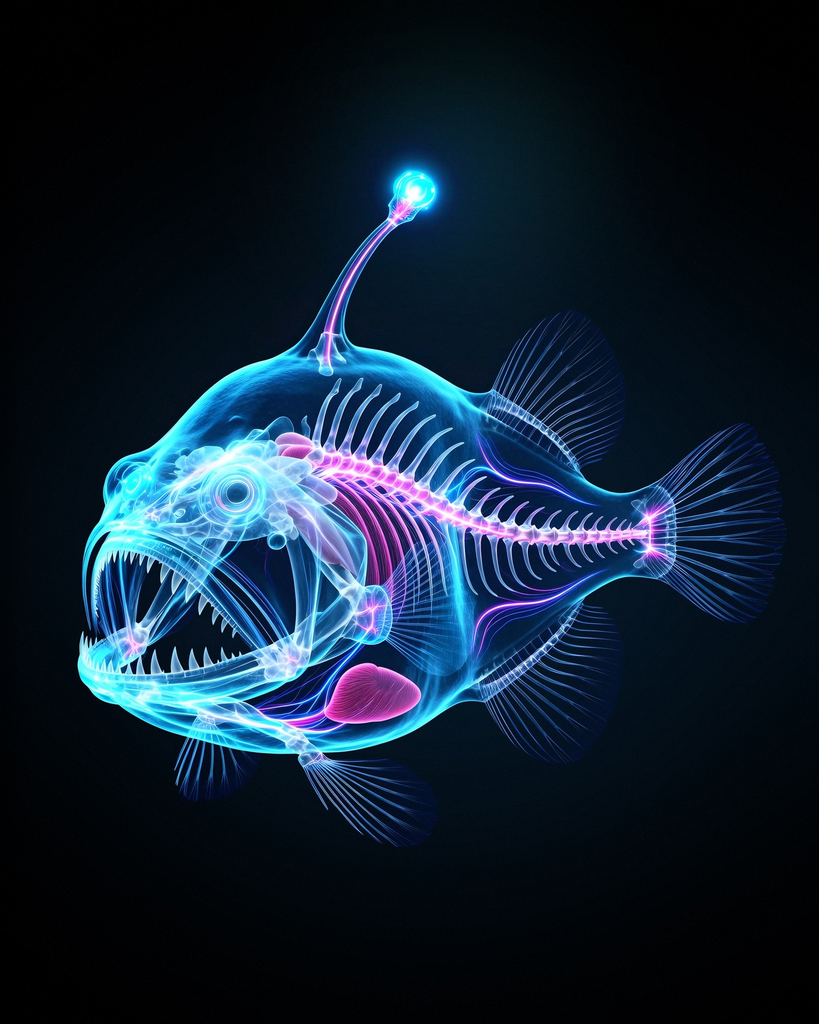 Humpback anglerfish, a plate from Glowing Oceans